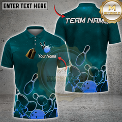 Maxcorners Galaxy Bowling Strike Multicolor Customized Name, Team Name 3D Shirt