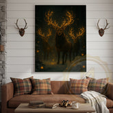 Maxcorners Festive Deer Herd Canvas Wall Art - Glowing Antler Holiday Decor