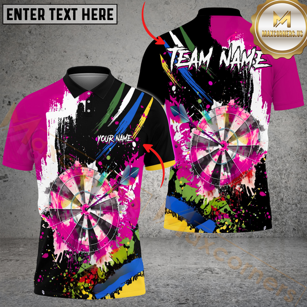 Maxcorners Darts Colorful Paint Style Multicolor Options Personalized Name, Team Name 3D Shirt
