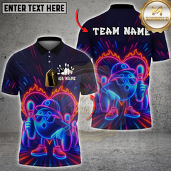Maxcorners Neon Cool Bowling Multicolor Customized Name, Team Name 3D Shirts