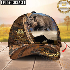 Maxcorners Hunting Forest Camo Sunset Scene Personalized Hat 3D Printed | Brown