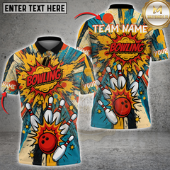 Maxcorners Bowling Comic Explosion Personalized Name 3D Unisex Shirt