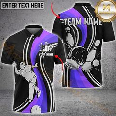 Maxcorners Bowling Pin Smash Multicolor Customized Name, Team Name 3D Polo Shirt