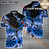 Maxcorners Darts King Crown Golden Pattern MultiColor Option Customized Name, Team Name 3D Polo Shirt
