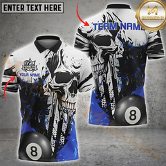 Maxcorners Billiard Skull Splash 8-Ball Multicolor Customized Name, Team Name 3D Shirt