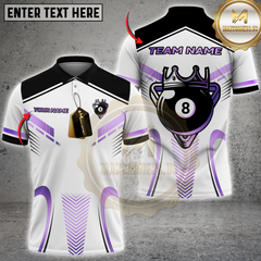 Maxcorners Luxury 8-Ball King Multicolor Customized Name, Team Name 3D Shirts| White