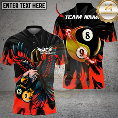 Maxcorners Billiard Ball 8&9 Yinyang Eagle Flame Personalized Name Shirt (4 Colors)