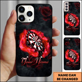 Maxcorners Darts Red Rose Fire Smoke Dartboard Personalized Name Phone Case