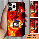 Maxcorners Bowling Fire Flame Angry Ball Character Personalized Name Phone Case