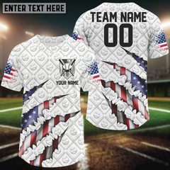 Maxcorners Custom Patriotic US Flag Baseball Jerseys For Men, Baseball Team Uniform Outfit LM2608