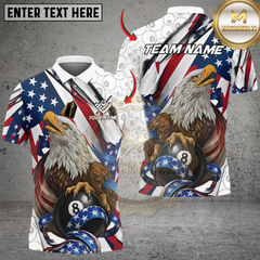 Maxcorners Billiards Ball 8 American Eagle Flag Patriot Personalized Shirt
