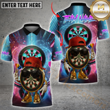 Maxcorners Darts Neon Funny Dartboard Multicolor Customized Name, Team Name 3D Polo Shirt