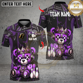 Maxcorners Bowling Cyber Mecha Bear Multicolor Customized Name Team Name 3D Shirts
