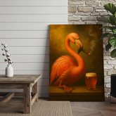 Maxcorners Flamingo Beer and Cigar 3D Wrapped Canvas