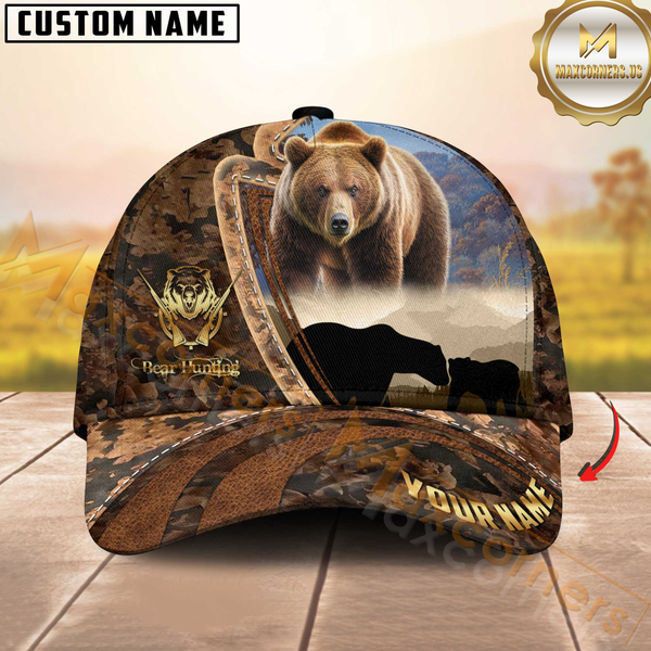 Maxcorners Hunting Forest Camo Sunset Scene Personalized Hat 3D Printed | Brown