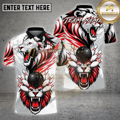 Maxcorners Bowling White Tiger Red Black Dynamic Design Multi Options Personalized Name, Team Name 3D Shirt
