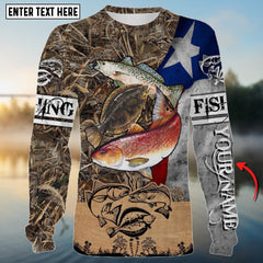 Maxcorners Texas Slam Flag Fishing Customize Name 3D Shirt