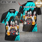 Maxcorners Bowling & Pins Funny Beer Drunk Gang Customized Name, Team Name 3D Shirt (6 Colors)