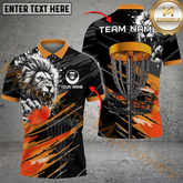 Maxcorners Savage Lion Disc Golf Polo Shirt Personalized Name, Team Name 3D Shirt (4 Colors)