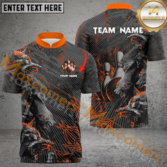 Maxcorners Wolf Ball Flame Bowling Jersey Multicolor Customized Name, Team Name 3D Polo Shirt
