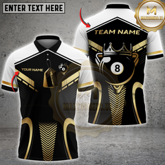 Maxcorners Luxury 8-Ball King Multicolor Customized Name, Team Name 3D Shirts| Black