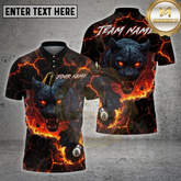 Maxcorners Billiards Shirts 8-Ball Panther Fire Design Multi Options Personalized Name, Team Name 3D Shirt