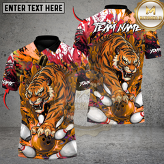 Maxcorners Wild Strike Tiger Bowling Multicolor Customized Name, Team Name 3D Shirts