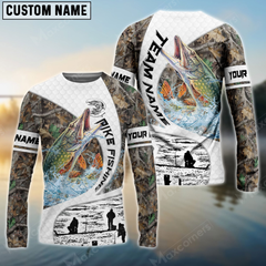 Maxcorners Pike Fishing Camo Fisher Sun Protection Personalized Name, Team Name Long Sleeve Shirt