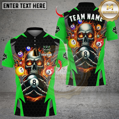 Maxcorners Billiards Ball 8 Pool Skull Fire Thunder Multicolor Customized Name, Team Name 3D Shirts
