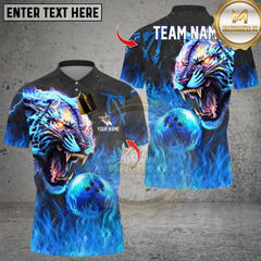 Maxcorners Bowling Flame Tiger Multioptions Personalized Name, Team Name Unisex 3D Shirts