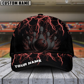 Maxcorners Bowling Thunder Storm Multicolor Personalized Name 3D Cap