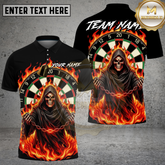 Maxcorners Dart Grim Reaper Fire Flames Multicolor Options Personalized Name, Team Name 3D Shirt (4 Colors)