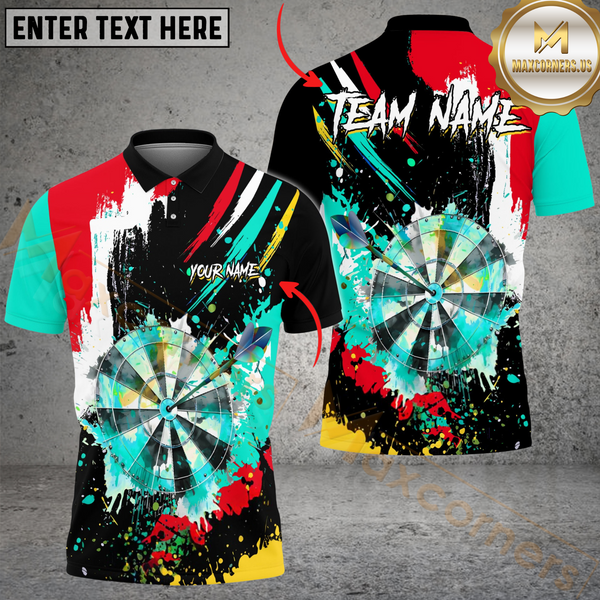 Maxcorners Darts Colorful Paint Style Multicolor Options Personalized Name, Team Name 3D Shirt