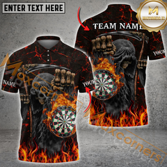 Maxcorners Grim Reaper Flaming Darts Jersey Multicolor Option Customized Name, Team Name 3D Polo Shirt