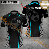 Maxcorners 8 Ball Flame Billiard Jersey Multicolor Options Personalized Name, Team Name 3D Polo Shirt (4 Colors)