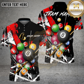 Maxcorners Billiards Shirt Pool Balls Red Black Abstract Multicolor Options Personalized Name, Team Name 3D Shirt (4 Colors)