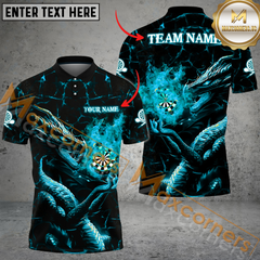 Maxcorners Darts Dragon Fire Flame Mutilcolor Options Personalized Name, Team Name 3D Polo Shirt