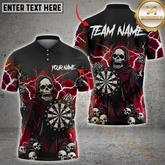 Maxcorners Darts Skull Vintage Thunder Lightning Multicolor Options Personalized Name, Team Name 3D Shirt