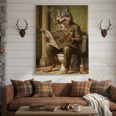 Maxcorners Wolf Reading Newspaper on Toilet with Cigar and Beer “Wild Times” Wrapped Canvas Wall Art