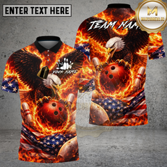 Maxcorners Bowling Eagle USA Fire Multi Options Personalized Name, Team Name 3D Shirt