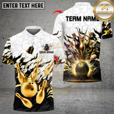 Maxcorners Bowling Golden Fire Paint Multicolor Customized Name, Team Name 3D Shirts