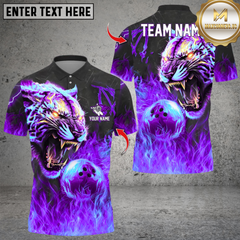 Maxcorners Bowling Flame Tiger Multioptions Personalized Name, Team Name Unisex 3D Shirts