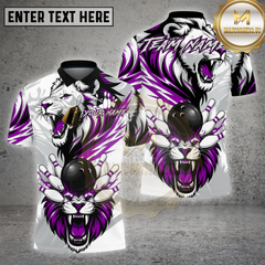 Maxcorners Bowling White Tiger Red Black Dynamic Design Multi Options Personalized Name, Team Name 3D Shirt