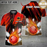 Maxcorners Bowling Fire Multicolor Customized Name, Team Name 3D Shirt