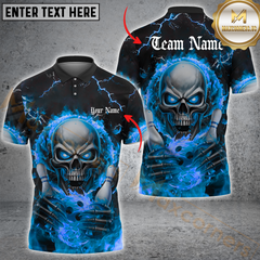 Maxcorners Bowling Shirt Evil Skull Inferno Hands Personalized Name, Team Name 3D Shirt (4 Colors)