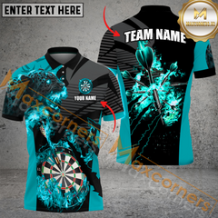 Maxcorners Darts Panther Flame MutilColor Option Customized Name, Team Name 3D Polo Shirt