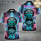 Maxcorners Darts Neon Funny Dartboard Multicolor Customized Name, Team Name 3D Polo Shirt
