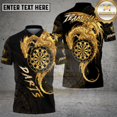 Maxcorners Darts Shirt Golden Dragon Flowing Ornamental Art Multioptions Personalized Name, Team Name 3D Shirt (4 Colors)