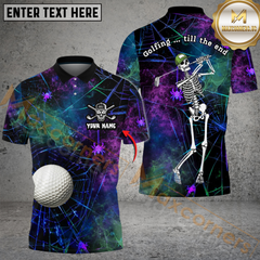 Maxcorners Skeleton Swing Funny Golf Polo Shirt, Custom Name & Team Name 3D Shirts