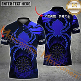 Maxcorners Darts Spider-Themed Fire Flame Multicolor Option Customized Name, Team Name 3D Polo Shirt